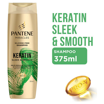 Pantene Miracles Keratin Sleek & Smooth Silicone-Free Shampoo 375ml