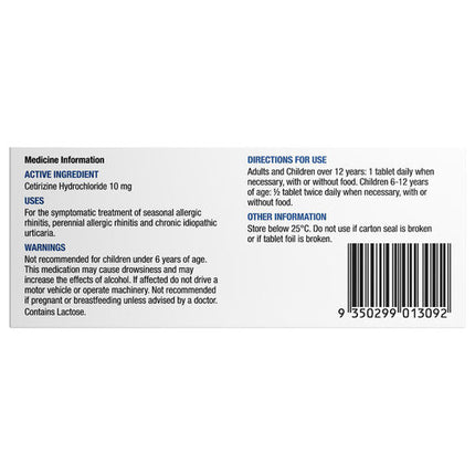 Chemists Own C-Zine Hayfever & Allergy 10Mg 30 Tablets