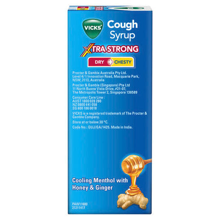 Vicks Cough Syrup Dry + Chesty Xtra Strong Cough and Cold Relief 200mL