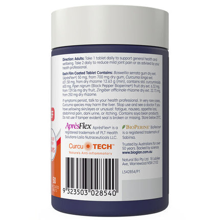 Bioglan Curcumin + Advanced Pain Relief 50 Tablets