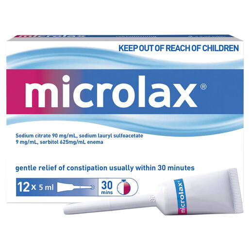 Microlax Enema 12 x 5mL Tubes