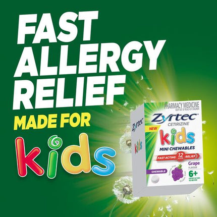 Zyrtec Kids Allergy & Hayfever Chewable Tablets Grape 10 Pack
