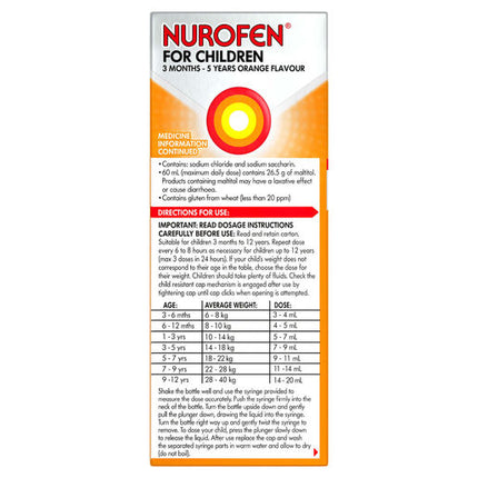 Nurofen For Children 3 Months To 5 Years Orange 200ml