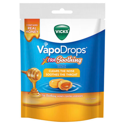 Vicks Vapodrops Xtra Soothing Honey Centre 16 Lozenges