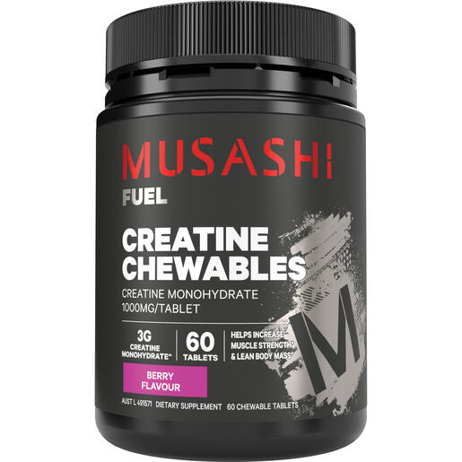 Musashi Creatine Chewables Berry Flavour 60 Tablets