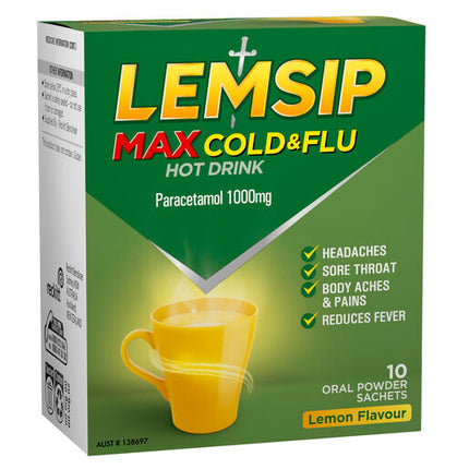 Lemsip Max Cold and Flu Hot Drink Lemon 10 Pack