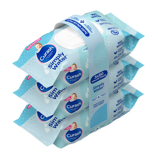 Curash Water Wipes 3X80 Pack