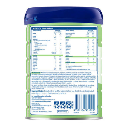 Novalac Allergy Premium Evidence Based Specialty Infant Formula Powder 800g
