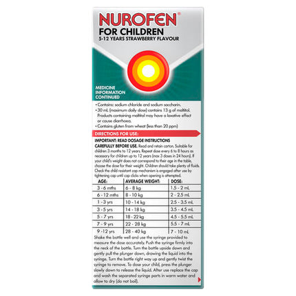 Nurofen For Children 5-12 Years Strawberry 200ml