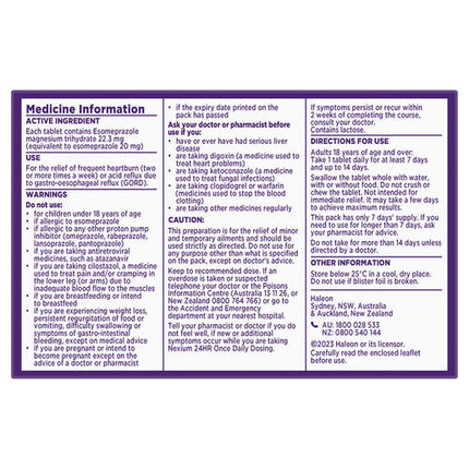 Nexium 24Hr 20mg 7 Tablets