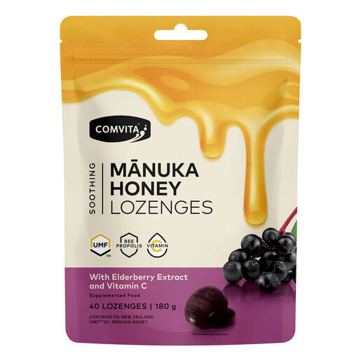 Comvita Soothing Manuka Honey Lozenges - Elderberry 40s