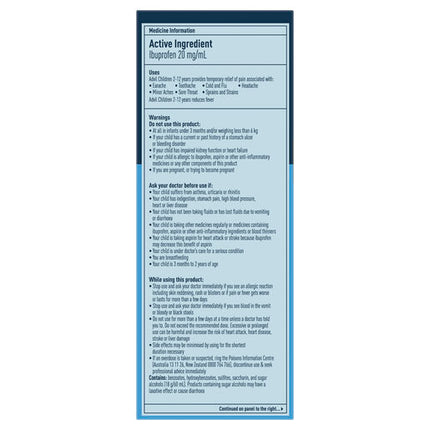 Advil Pain and Fever Relief Children's 2-12 Years 200mL
