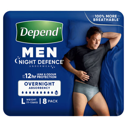 Depend Men Real Fit Underwear Night Defence Large 8 Pack