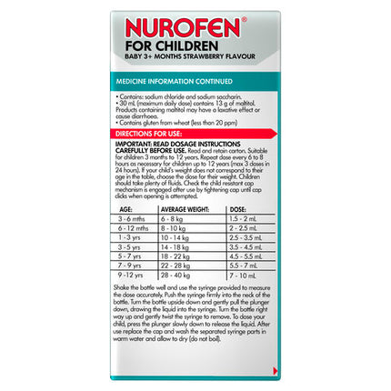 Nurofen For Children Baby 3+ Months Strawberry 50ml