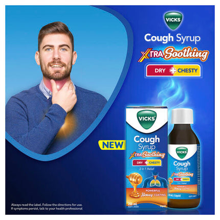 Vicks Cough Syrup Dry + Chesty Xtra Soothing 200ML
