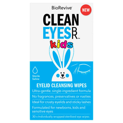 BioRevive CleanEyes Kids Eyelid Cleansing Wipes 30