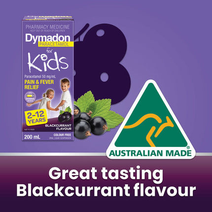 Dymadon Paracetamol 2-12 Years Blackcurrant 200mL