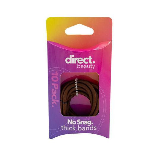 Direct Beauty No Snag Thick Bands Brown 10 Pack
