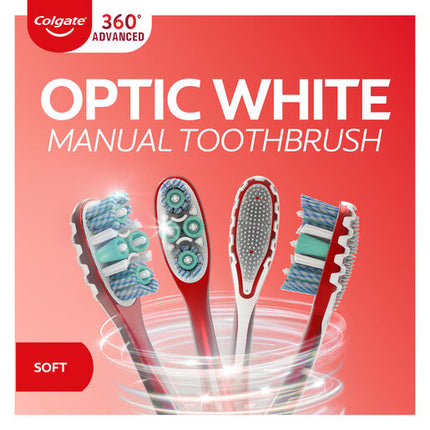 Colgate 360 Advanced Optic White Manual Toothbrush Soft 3 Pack