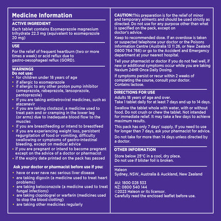 Nexium 24Hr 20mg 7 Tablets