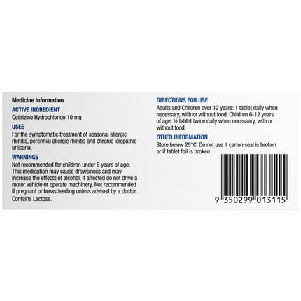 Chemists Own C-Zine Hayfever & Allergy 10Mg 70 Tablets