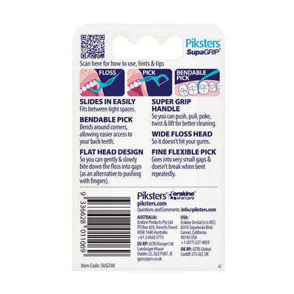 Piksters SupaGRIP Floss Picks Twin 40pk