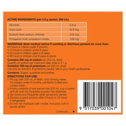 Hydralyte Electrolyte Powder Orange 10 Pack