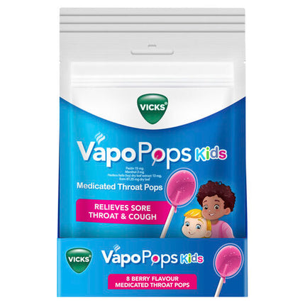 Vicks Vapopops Kids Throat Pops Berry 8