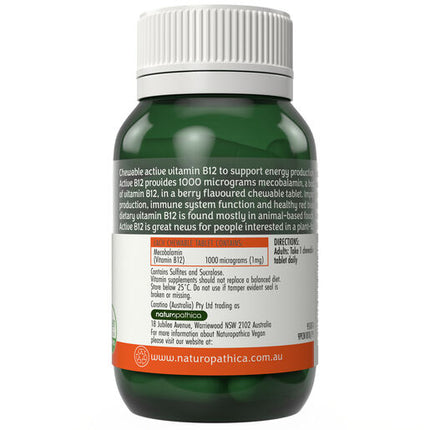 Naturopathica Vegan Active B12 60 Chewable Tablets