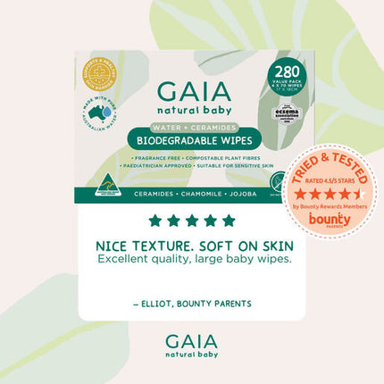 Gaia Biodegradable Water Wipes 280 Pack