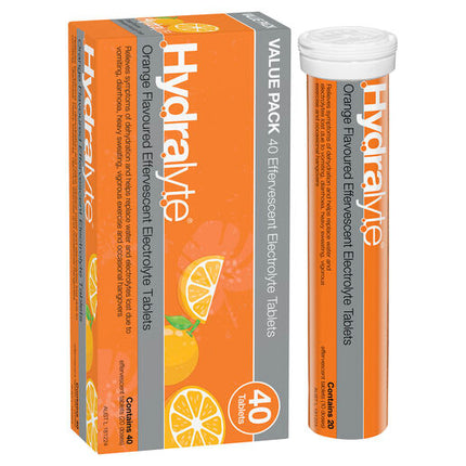 Hydralyte Effervescent Electrolyte Tablets Orange 40 Tablets
