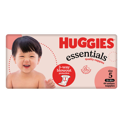 Huggies Essentials Nappies Size 5 (13 - 18kg) 44 Pack