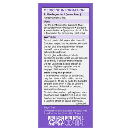Dymadon Paracetamol 2-12 Years Blackcurrant 200mL
