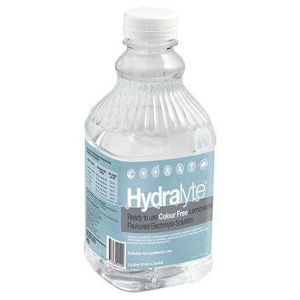 Hydralyte Ready to use Electrolyte Solution Colour Free Lemonade 1L