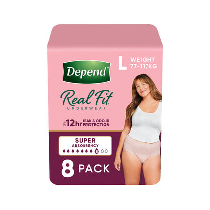 Depend Women Real Fit Underwear Super Large 8 Pack