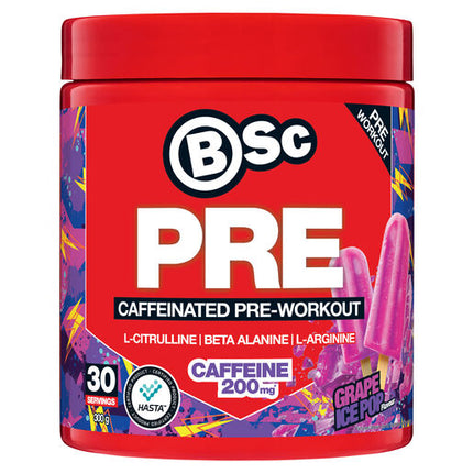 Body Science BSc Caffeinated Pre-Workout Grape Ice Pop Flavour 300g