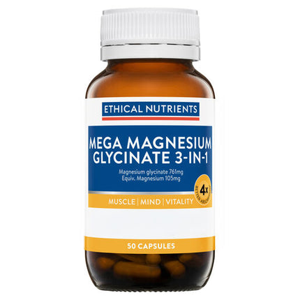 Ethical Nutrients Mega Magnesium Glycinate 3-in-1 50 Capsules