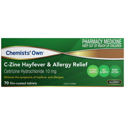 Chemists Own C-Zine Hayfever & Allergy 10Mg 70 Tablets