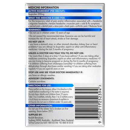 Nurofen Meltlets Citrus 200mg Ibuprofen 24 Pack