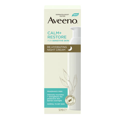 Aveeno Face Calm + Restore Sensitive Skin Re-hydrating Night Cream 50mL