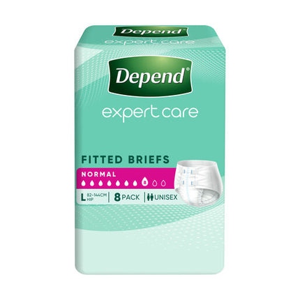 Depend Fitted Briefs Normal Unisex Large 8 Pack