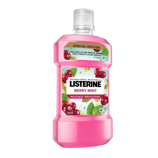 Listerine Berry Mint Antibacterial Mouthwash Zero Alcohol Mild Taste Oral Care Rinse 500ml