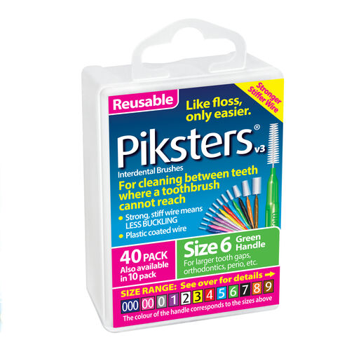 Piksters Interdental Brush Size 6 Green 40 Pack