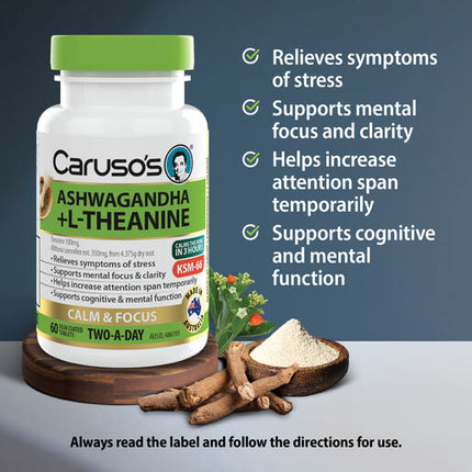 Caruso's Natural Health Ashwagandha + L-Theanine 60 Tablets
