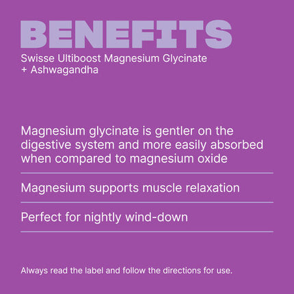 Swisse Ultiboost Magnesium Glycinate + Ashwagandha  60 Tablets