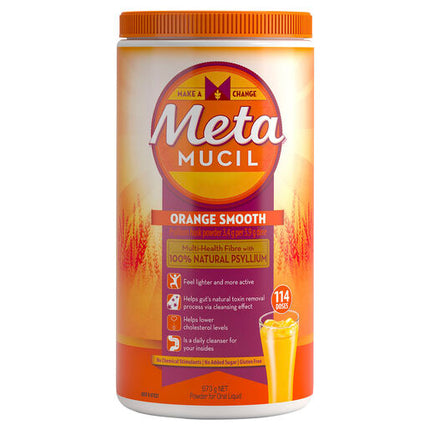 Metamucil Multi-Health Fibre with 100% Psyllium Natural Psyllium Orange Smooth 114 Dose