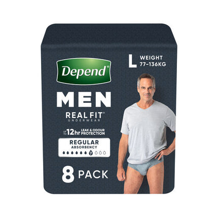 Depend Men Real Fit Underwear Large 8 Pack