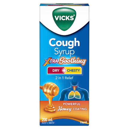 Vicks Cough Syrup Dry + Chesty Xtra Soothing 200ML