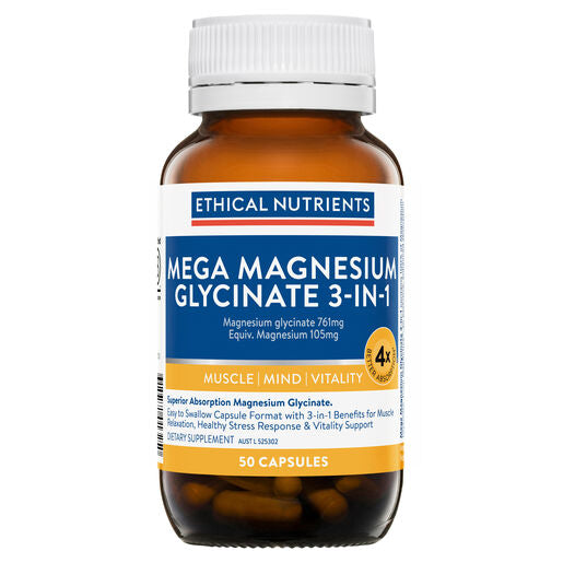 Ethical Nutrients Mega Magnesium Glycinate 3-in-1 50 Capsules