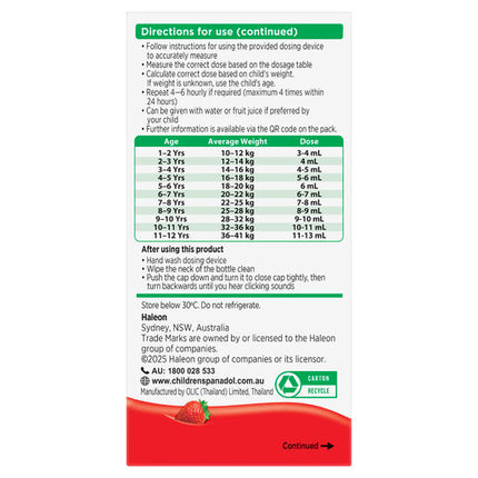 Panadol Children 5-12 Years Strawberry 200mL